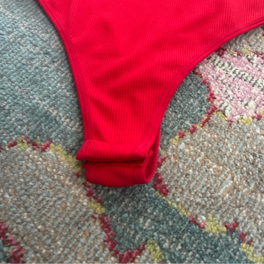 Red Ribbed Bodysuit NWT size M - Picture 4 of 8